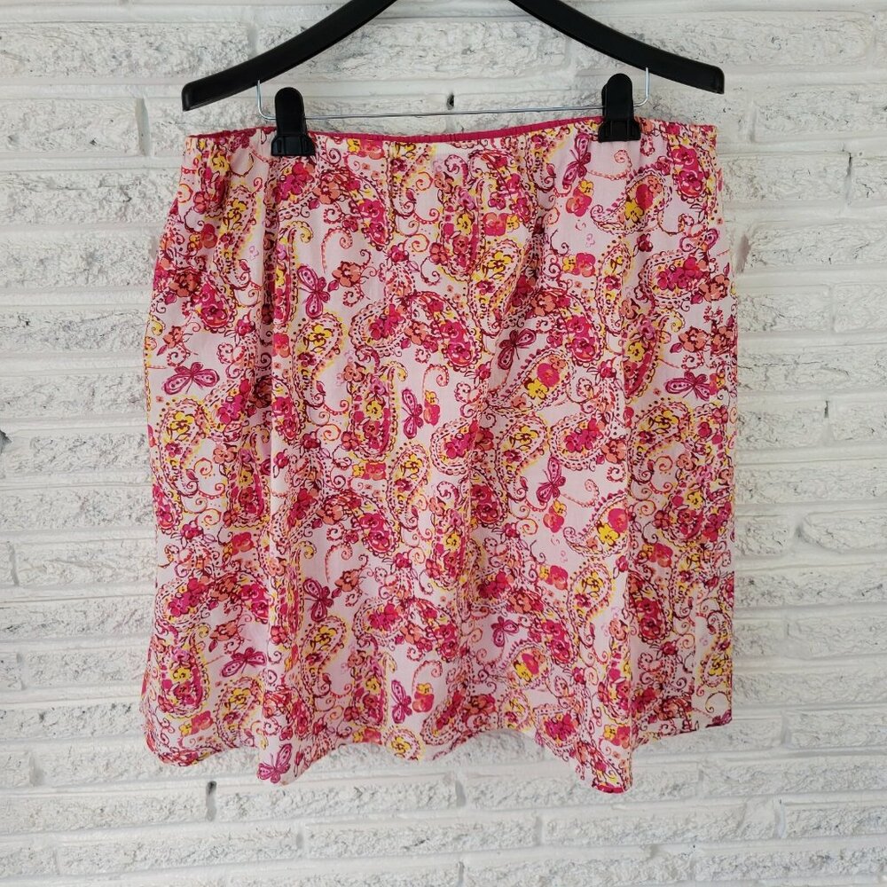 Fashion Bug Women Skirt 1X Plus ALine Mini Pink Floral Lined FLO160E